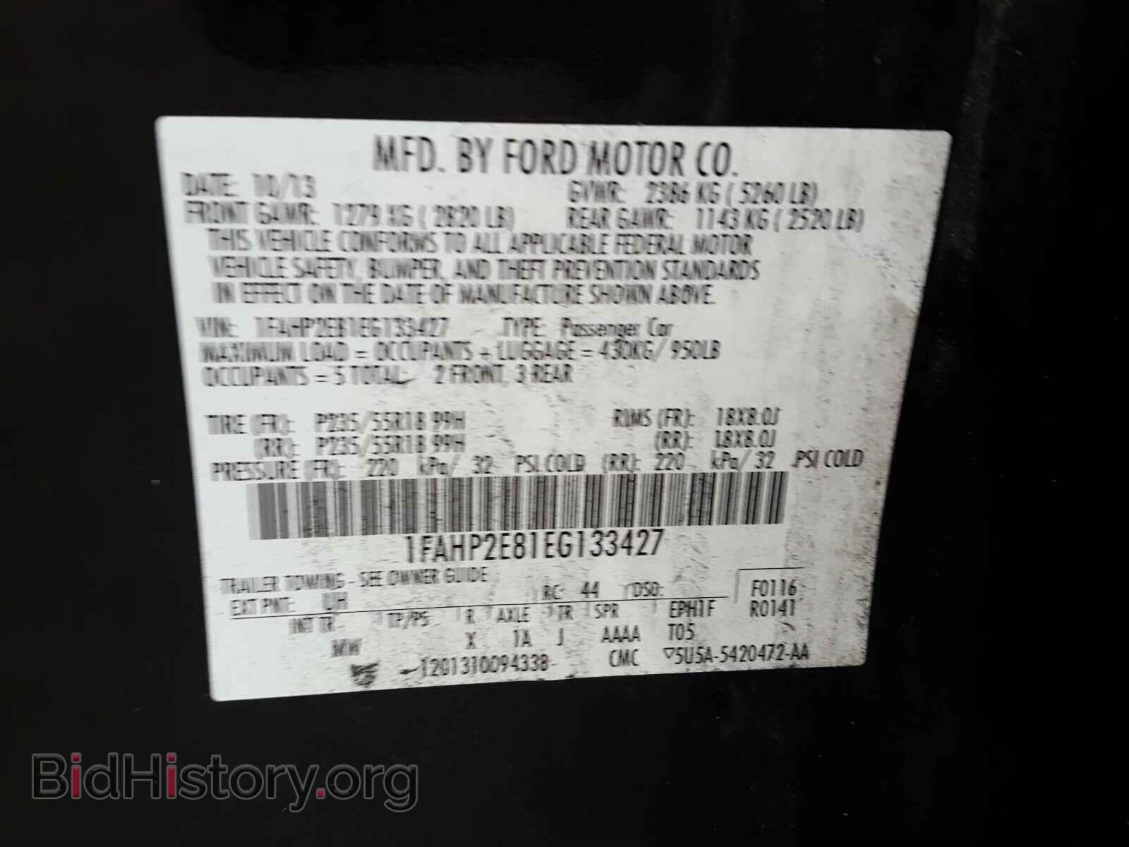 2014 FORD TAURUS - VIN: 1FAHP2E81EG133427 - Фото 10