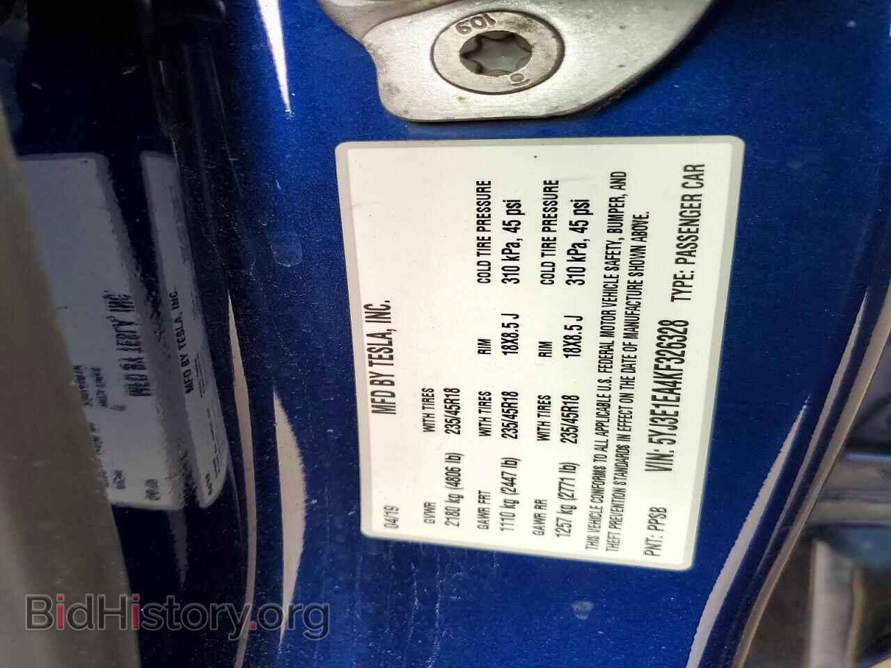 2019 TESLA MODEL 3 - VIN: 5YJ3E1EA4KF326328 - Photo 12
