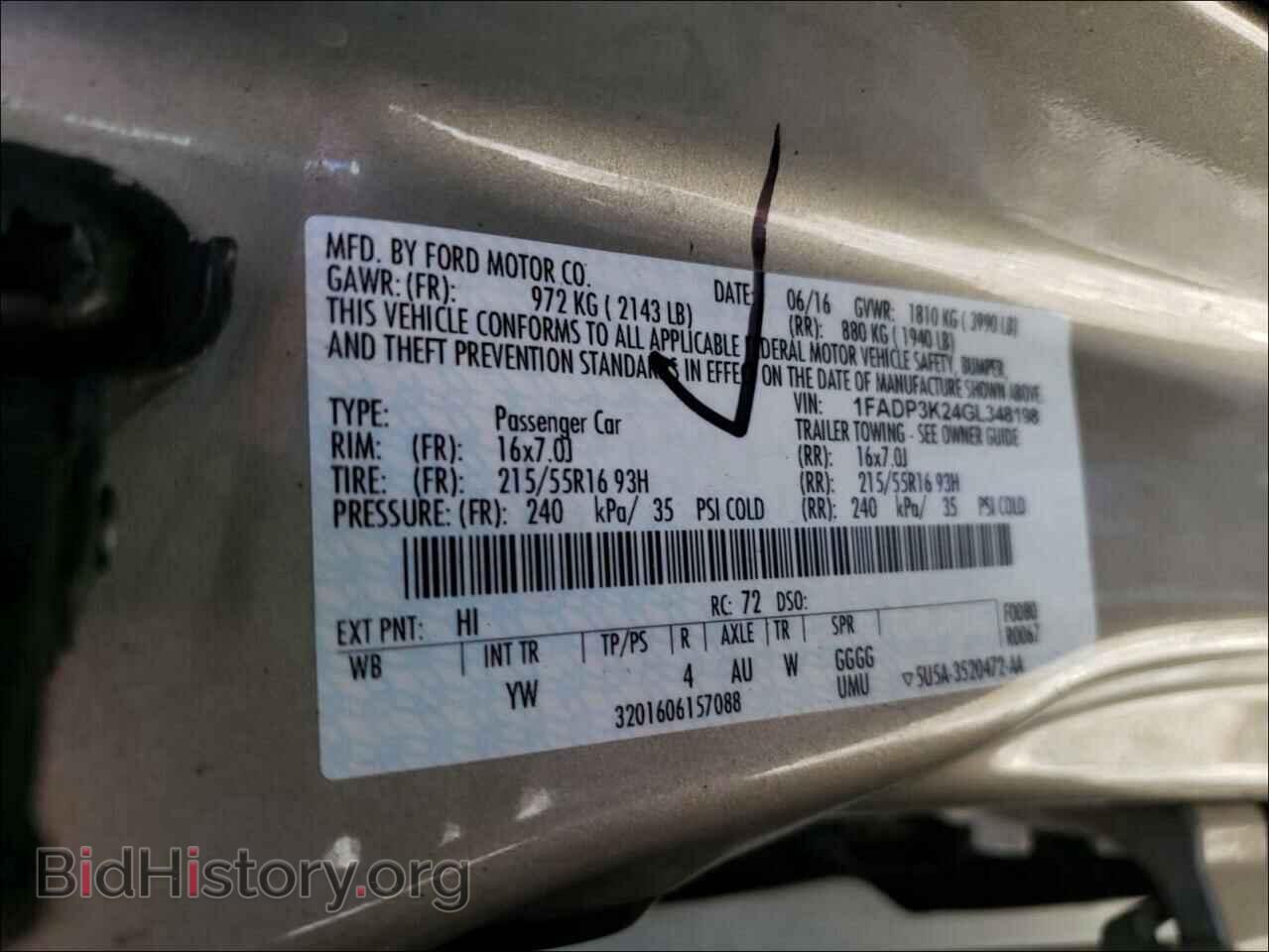 2016 FORD FOCUS - VIN: 1FADP3K24GL348198 - Фото 10