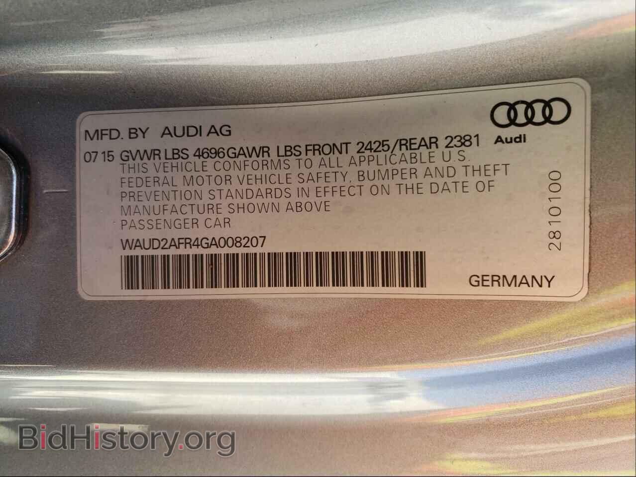 2016 AUDI A5 - VIN: WAUD2AFR4GA008207 - Photo 10