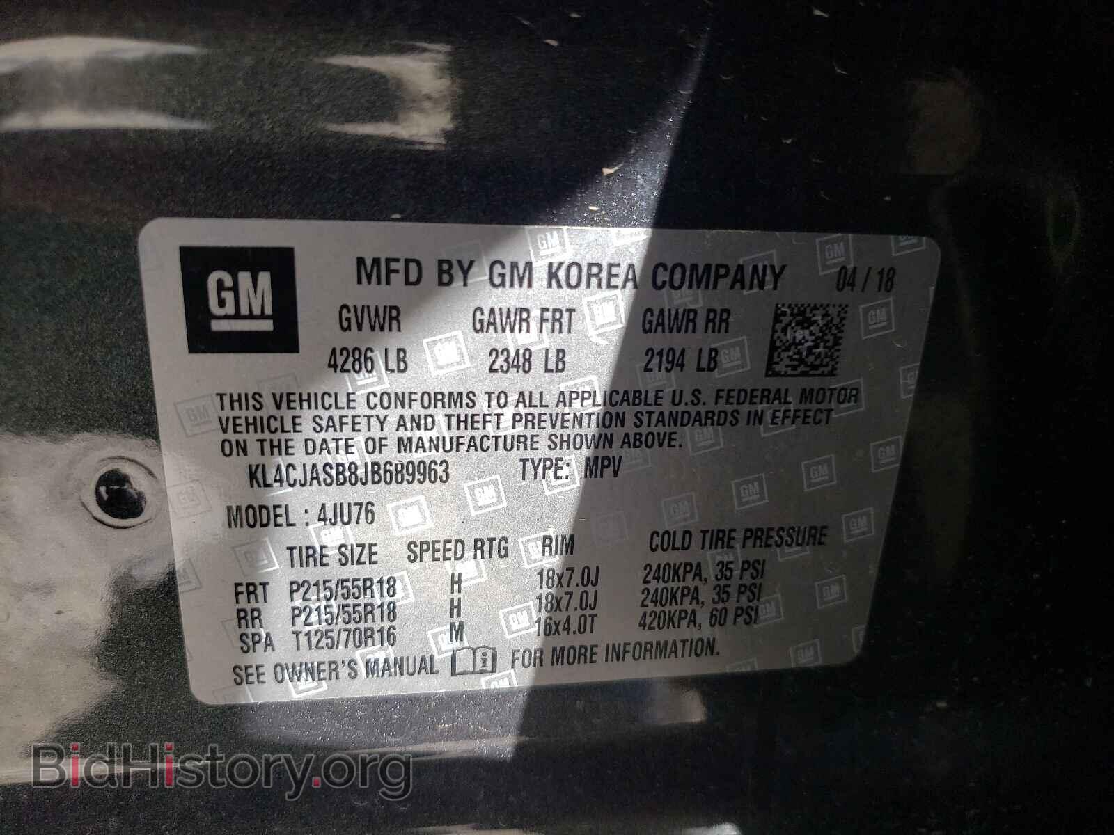 2018 BUICK ENCORE - VIN: KL4CJASB8JB689963 - Фото 10