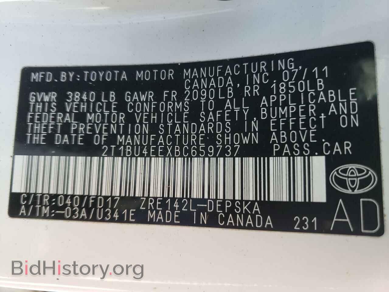 2011 TOYOTA COROLLA - VIN: 2T1BU4EEXBC659737 - Фото 10