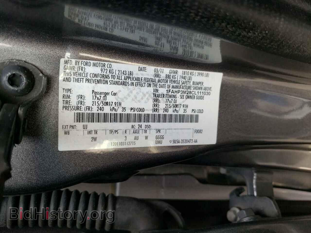 2012 FORD FOCUS - VIN: 1FAHP3M28CL111030 - Фото 10