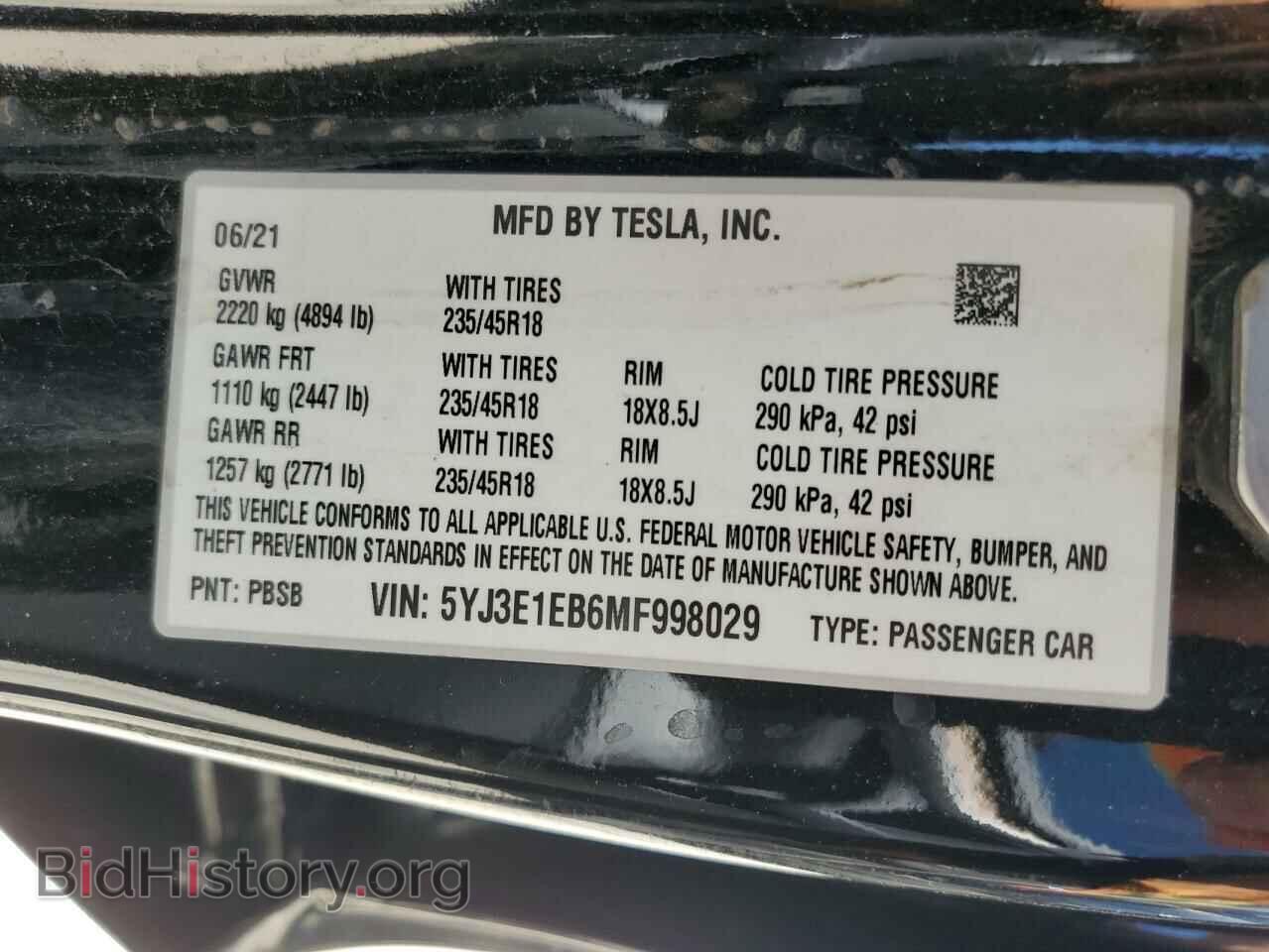 2021 TESLA MODEL 3 - VIN: 5YJ3E1EB6MF998029 - Фото 12