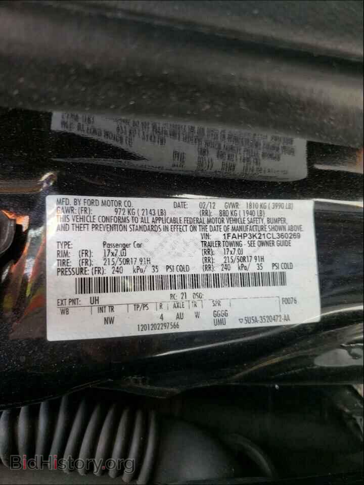 2012 FORD FOCUS - VIN: 1FAHP3K21CL360269 - Фото 10