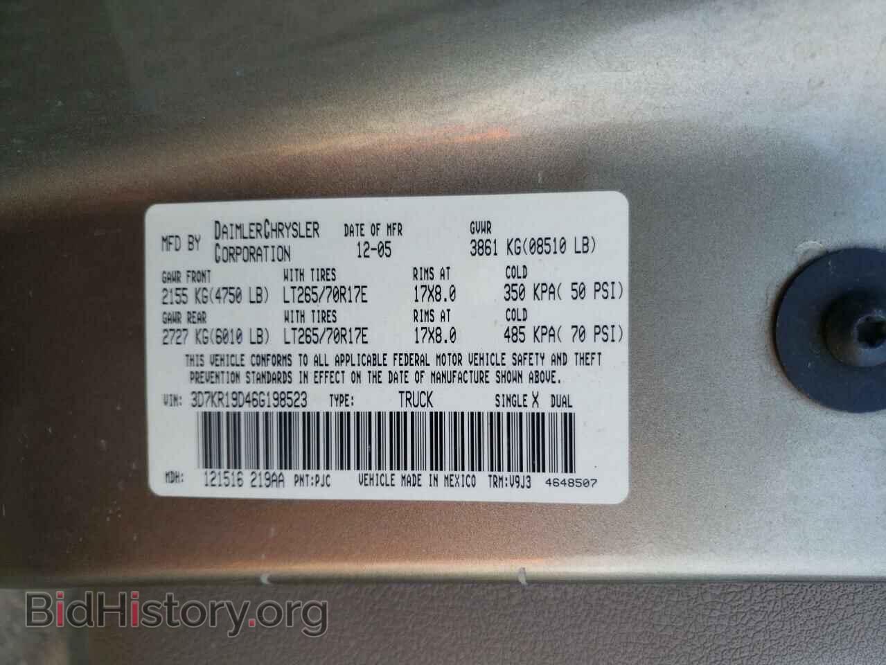 2006 DODGE RAM 1500 - VIN: 3D7KR19D46G198523 - Фото 10