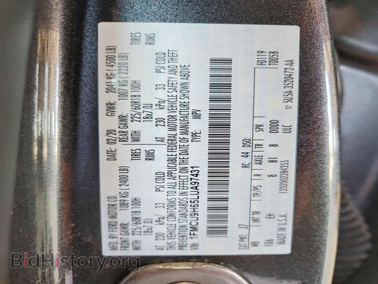 2020 FORD ESCAPE - VIN: 1FMCU9H65LUA97431 - Photo 13