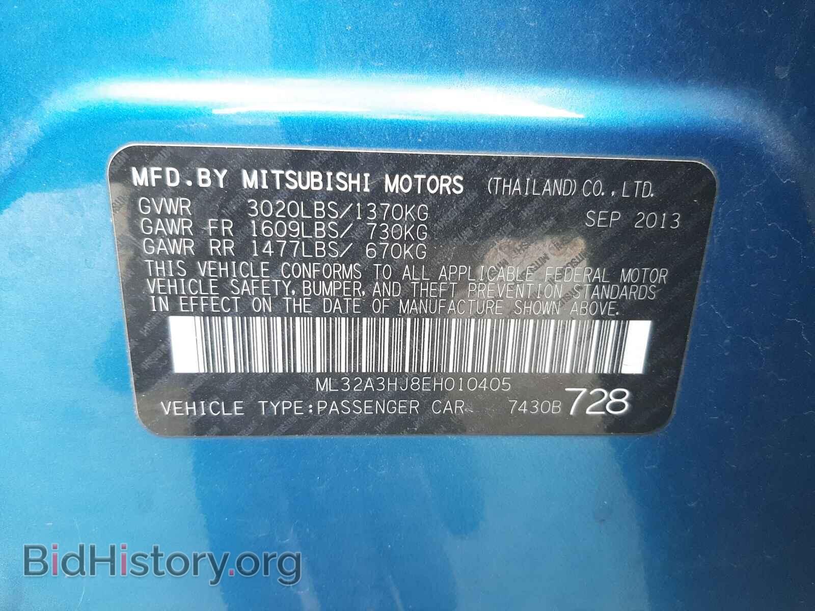 2014 MITSUBISHI MIRAGE - VIN: ML32A3HJ8EH010405 - Фото 10
