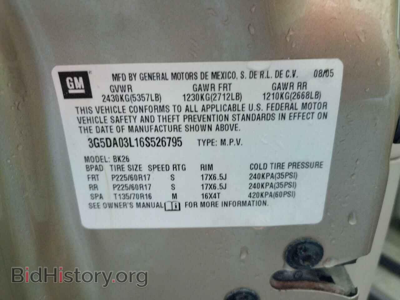 2006 BUICK RENDEZVOUS - VIN: 3G5DA03L16S526795 - Фото 10