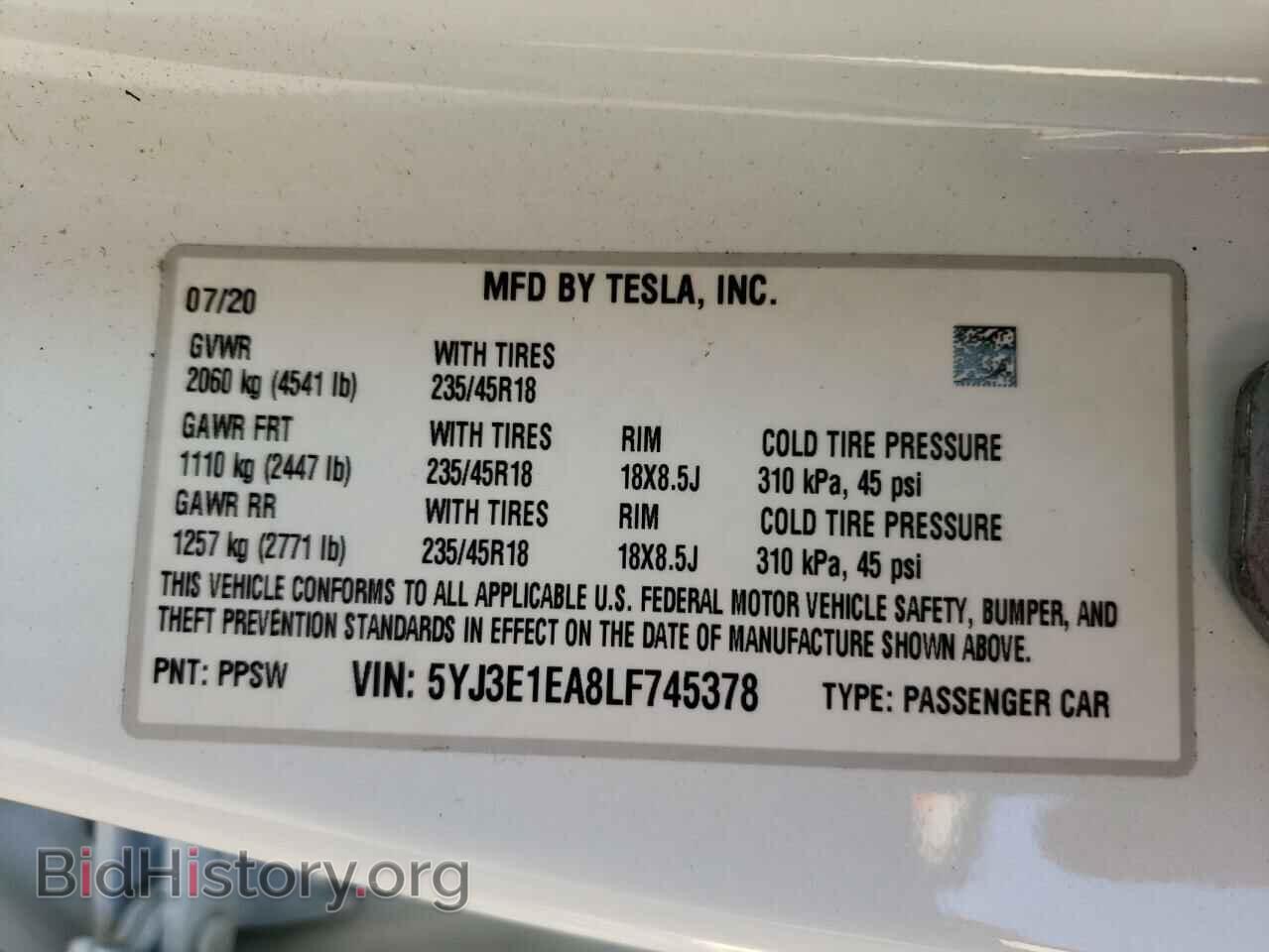 2020 TESLA MODEL 3 - VIN: 5YJ3E1EA8LF745378 - Photo 10
