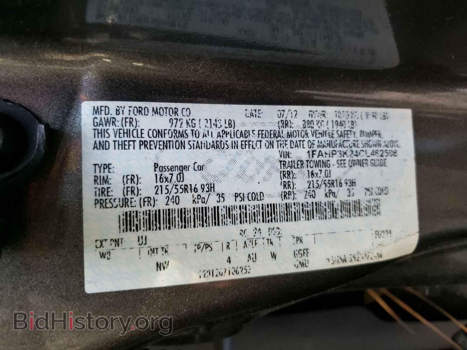 2012 FORD FOCUS - VIN: 1FAHP3K24CL462598 - Фото 10