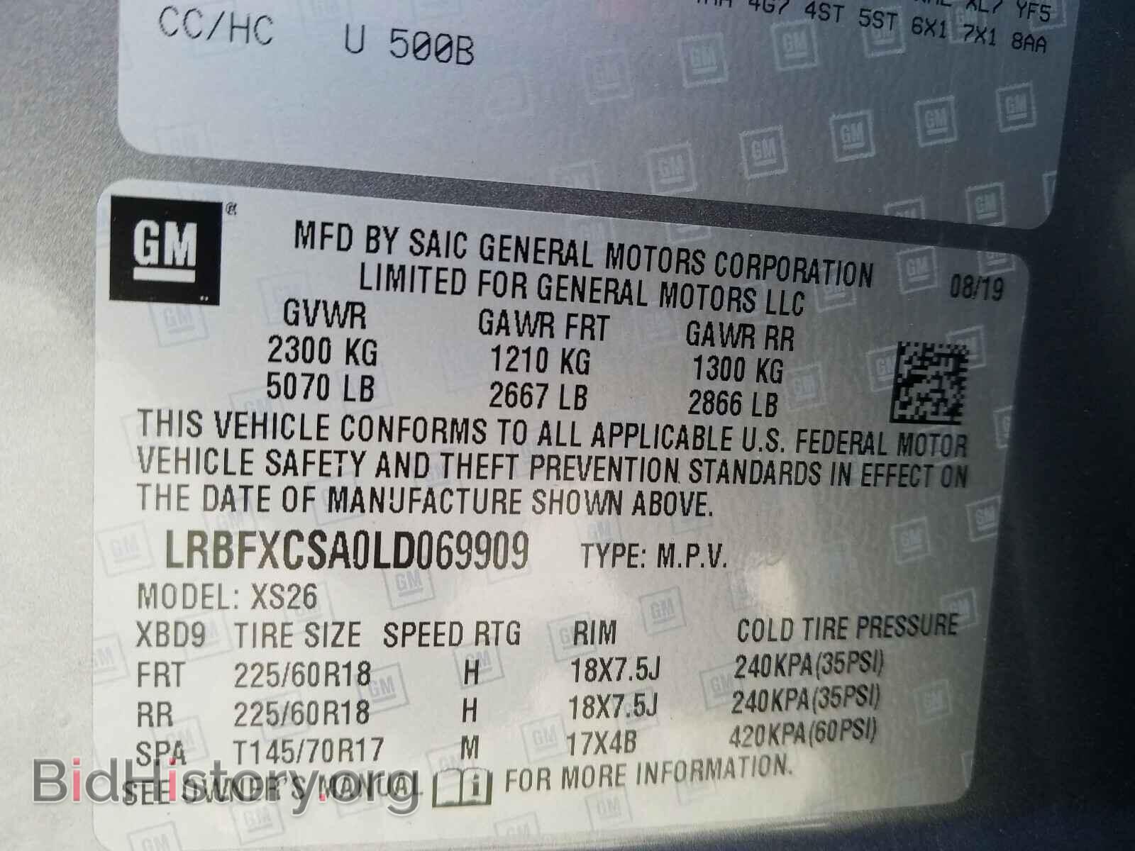 2020 BUICK ENVISION - VIN: LRBFXCSA0LD069909 - Фото 10