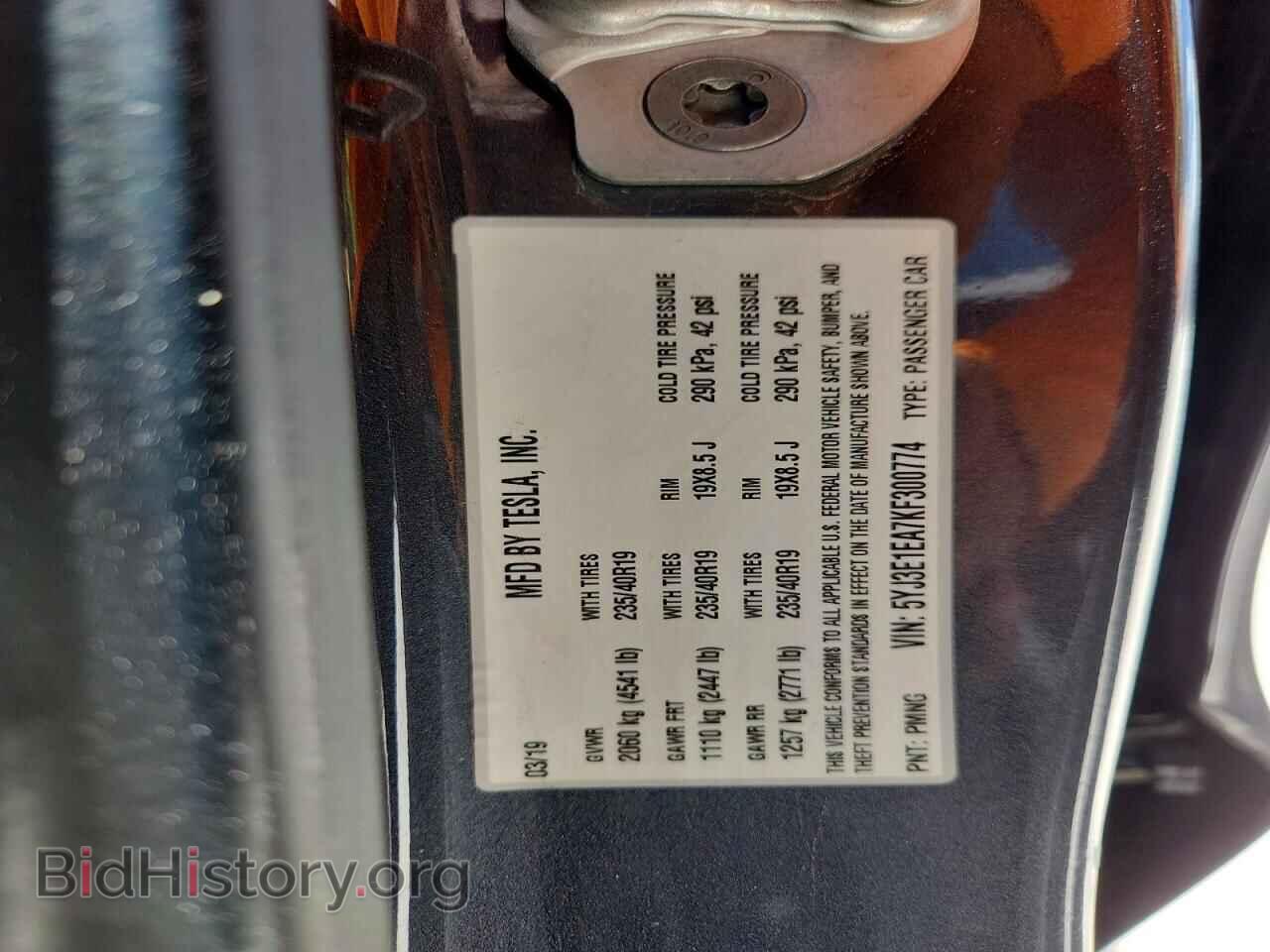 2019 TESLA MODEL 3 - VIN: 5YJ3E1EA7KF300774 - Photo 12