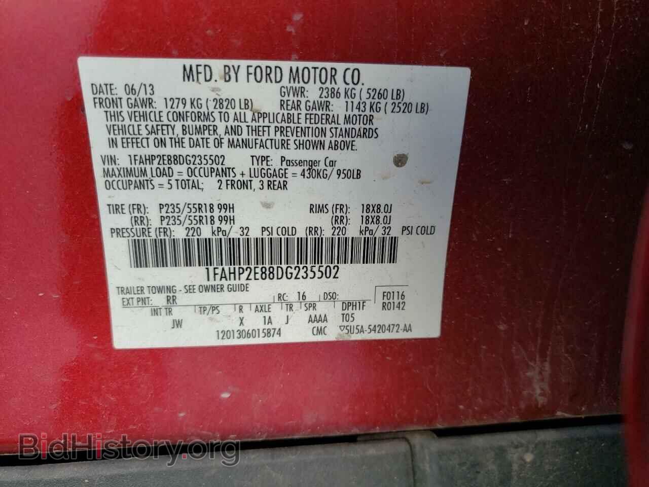 2013 FORD TAURUS - VIN: 1FAHP2E88DG235502 - Фото 12