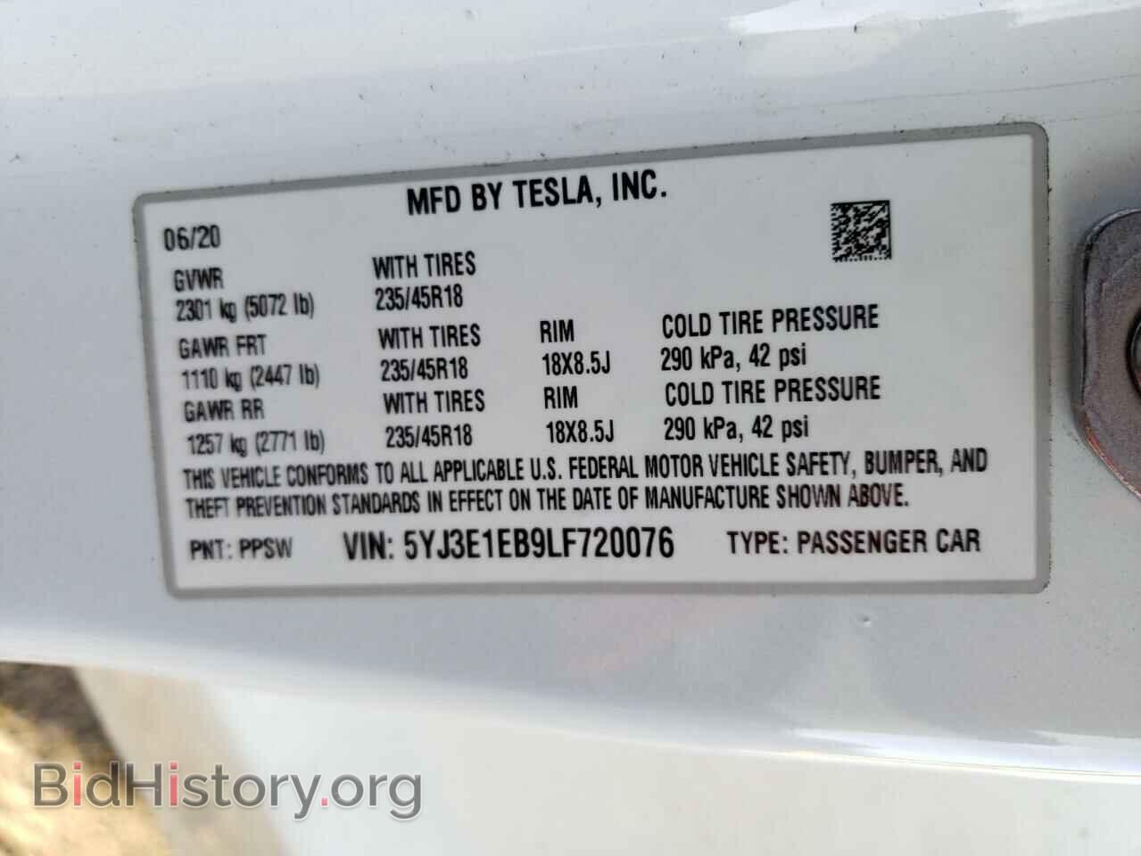 2020 TESLA MODEL 3 - VIN: 5YJ3E1EB9LF720076 - Фото 10