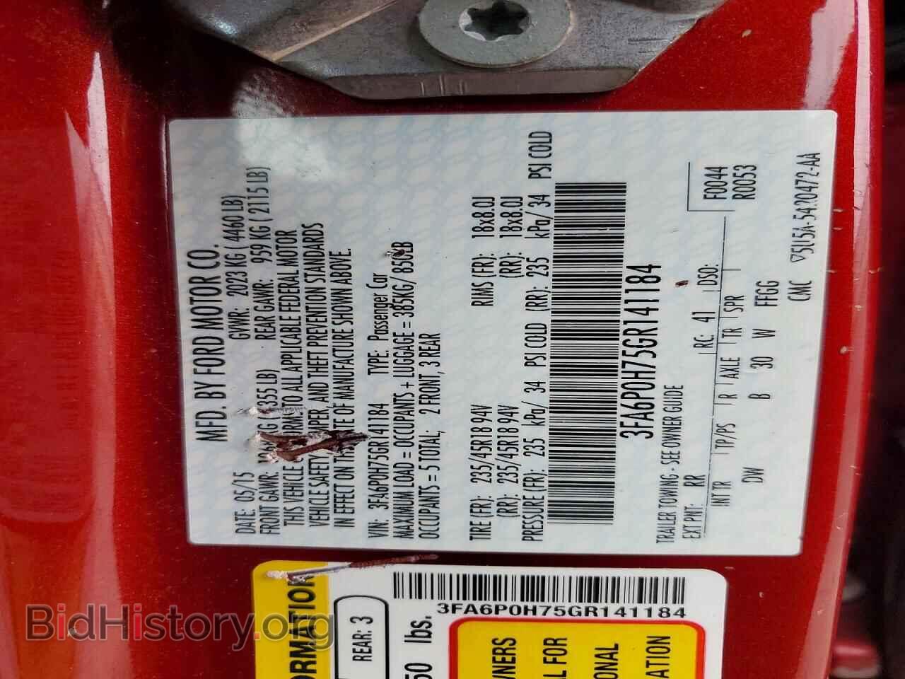 2016 FORD FUSION - VIN: 3FA6P0H75GR141184 - Фото 12