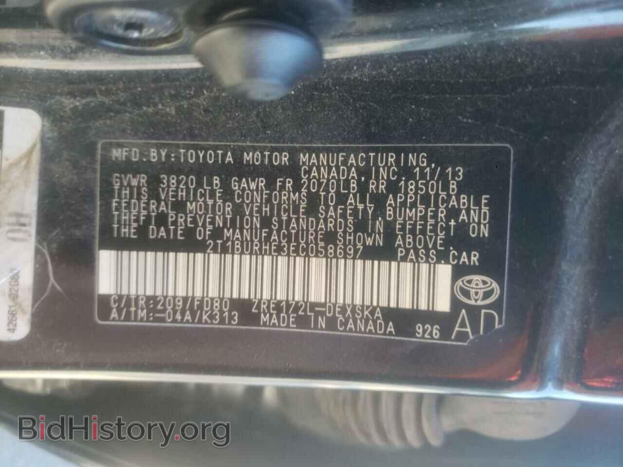 2014 TOYOTA COROLLA - VIN: 2T1BURHE3EC058697 - Фото 10