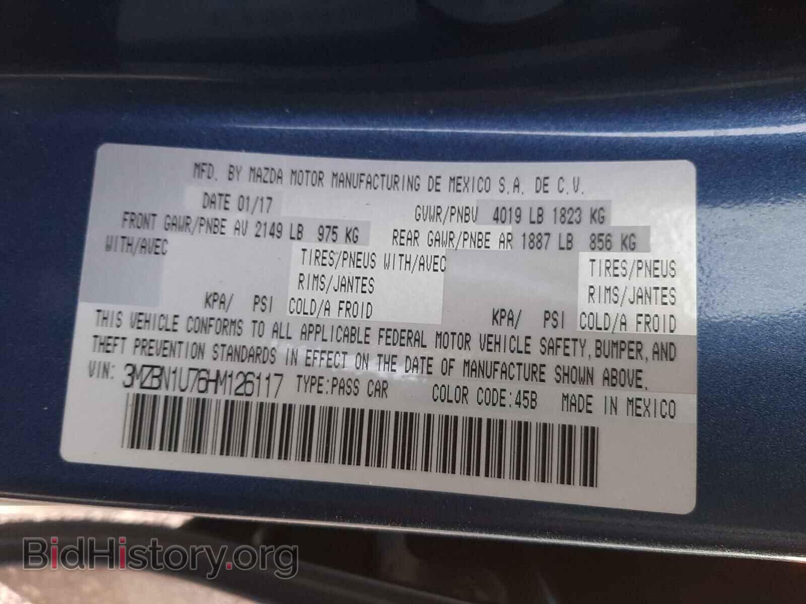 2017 MAZDA 3 - VIN: 3MZBN1U76HM126117 - Фото 10