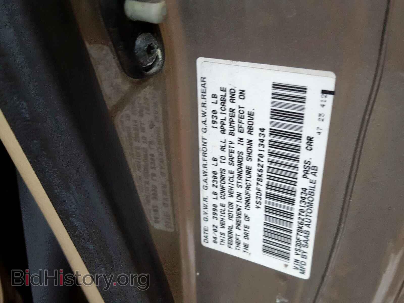 2002 SAAB 9 3 - VIN: YS3DF78K627013434 - Фото 10