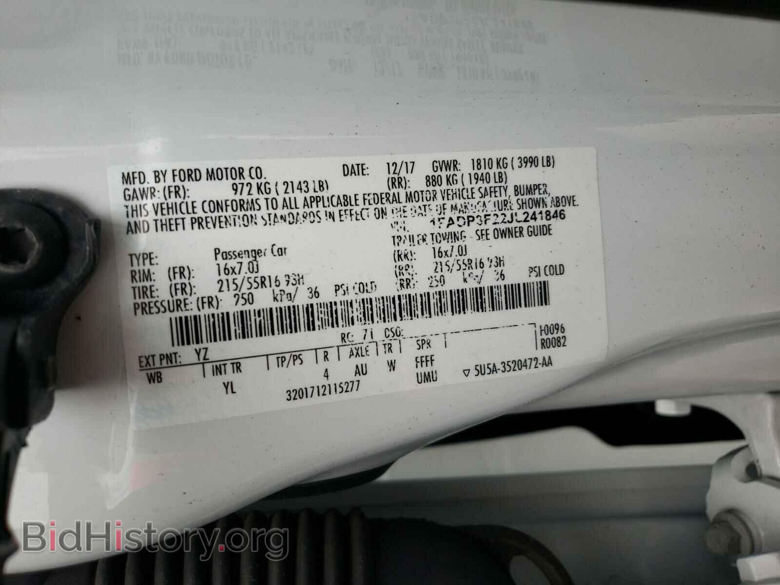 2018 FORD FOCUS - VIN: 1FADP3F22JL241846 - Фото 10