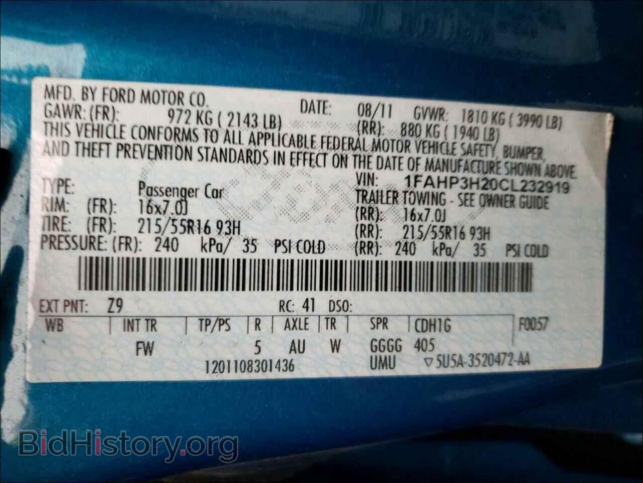 2012 FORD FOCUS - VIN: 1FAHP3H20CL232919 - Photo 10