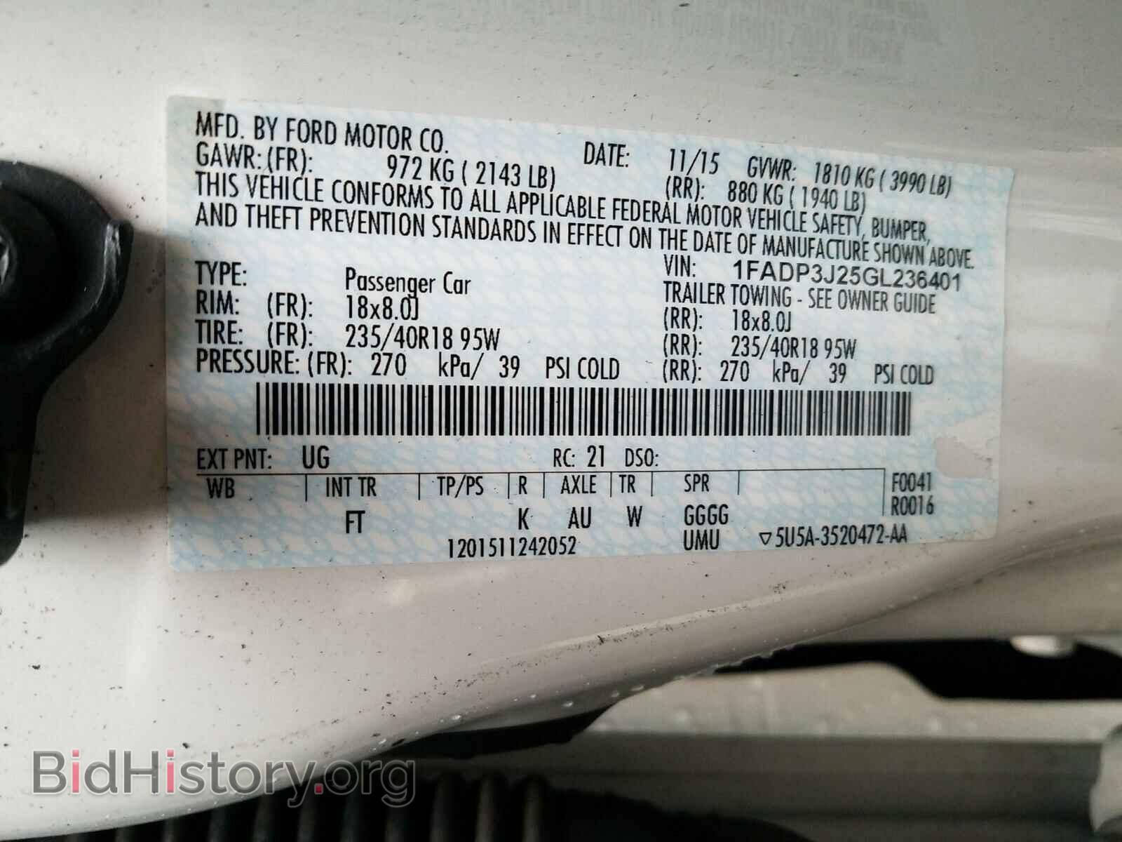 2016 FORD FOCUS - VIN: 1FADP3J25GL236401 - Фото 10