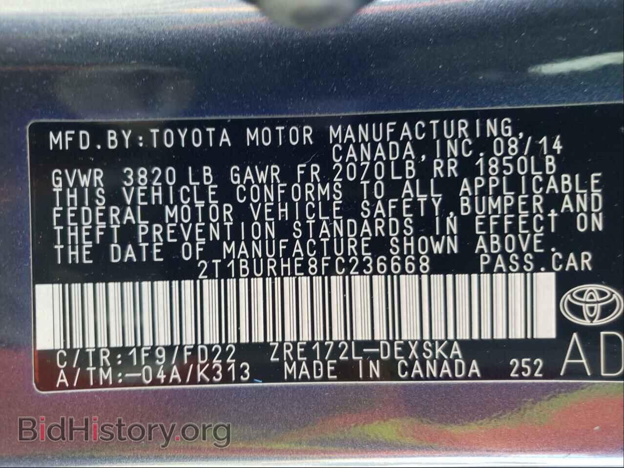2015 TOYOTA COROLLA - VIN: 2T1BURHE8FC236668 - Фото 10