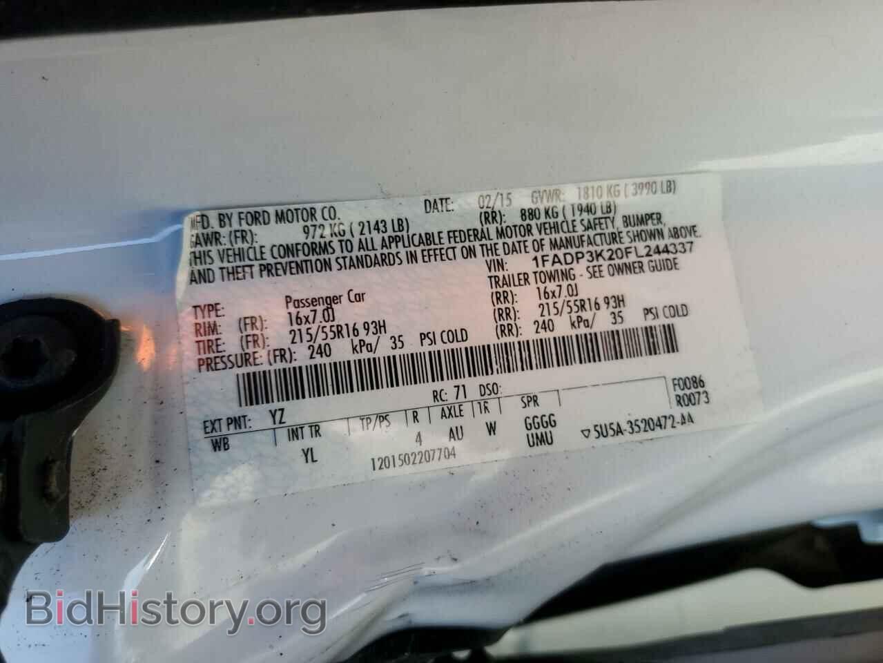 2015 FORD FOCUS - VIN: 1FADP3K20FL244337 - Фото 12