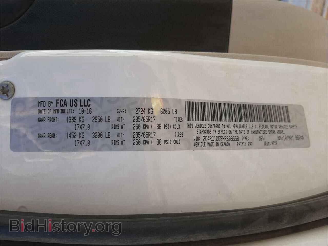 2017 CHRYSLER PACIFICA - VIN: 2C4RC1DG8HR609558 - Photo 10