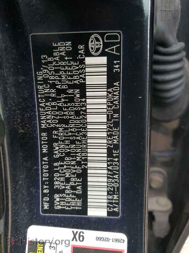 2014 TOYOTA COROLLA - VIN: 2T1BURHE3EC027434 - Фото 12
