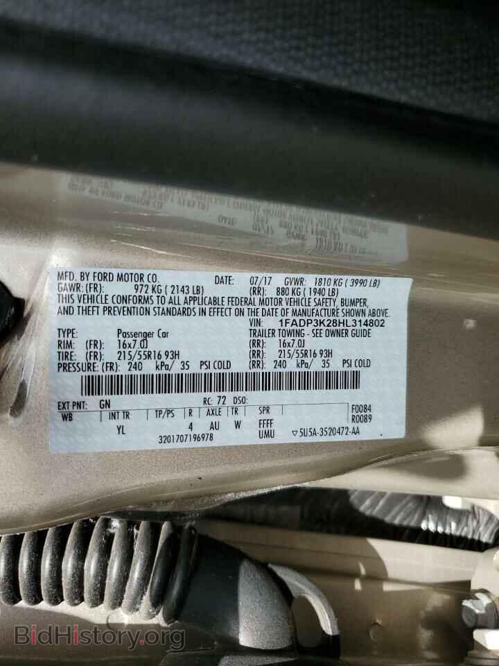 2017 FORD FOCUS - VIN: 1FADP3K28HL314802 - Фото 10