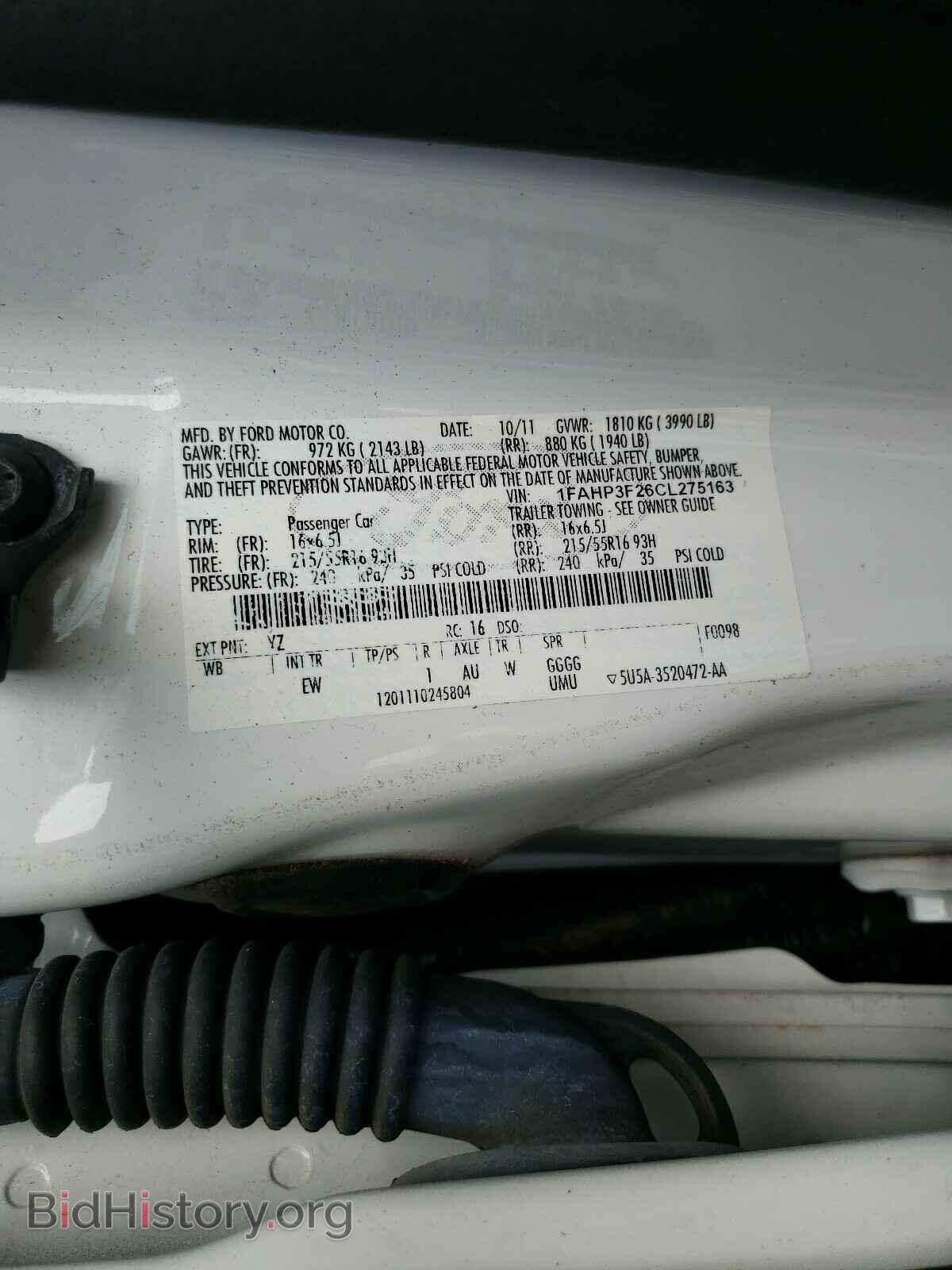 2012 FORD FOCUS - VIN: 1FAHP3F26CL275163 - Фото 10