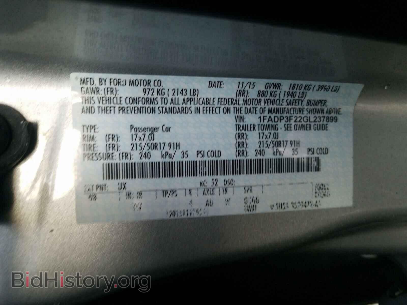 2016 FORD FOCUS - VIN: 1FADP3F22GL237899 - Фото 10