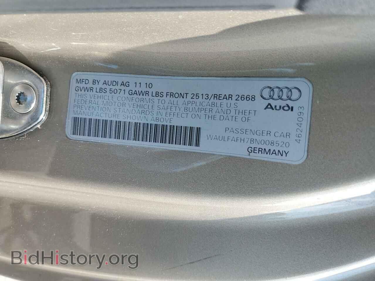 2011 AUDI A5 - VIN: WAULFAFH7BN008520 - Фото 10