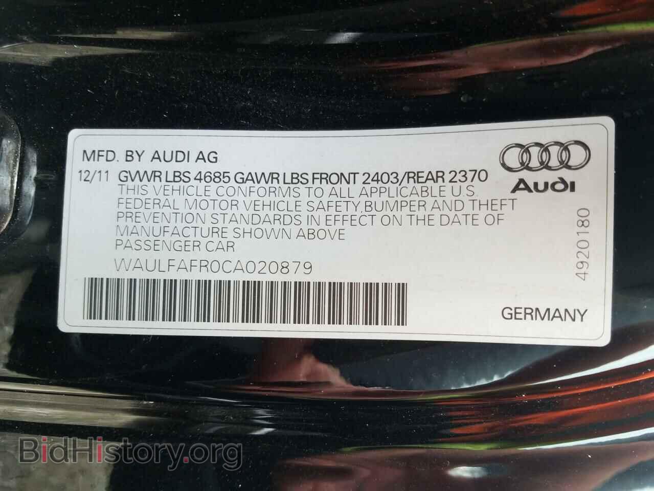2012 AUDI A5 - VIN: WAULFAFR0CA020879 - Фото 10