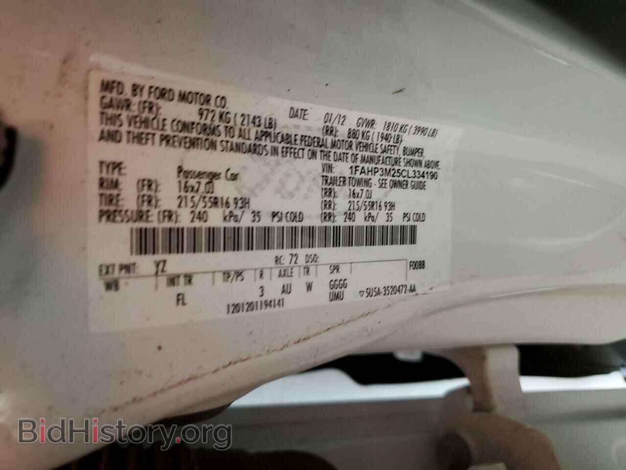2012 FORD FOCUS - VIN: 1FAHP3M25CL334190 - Фото 12