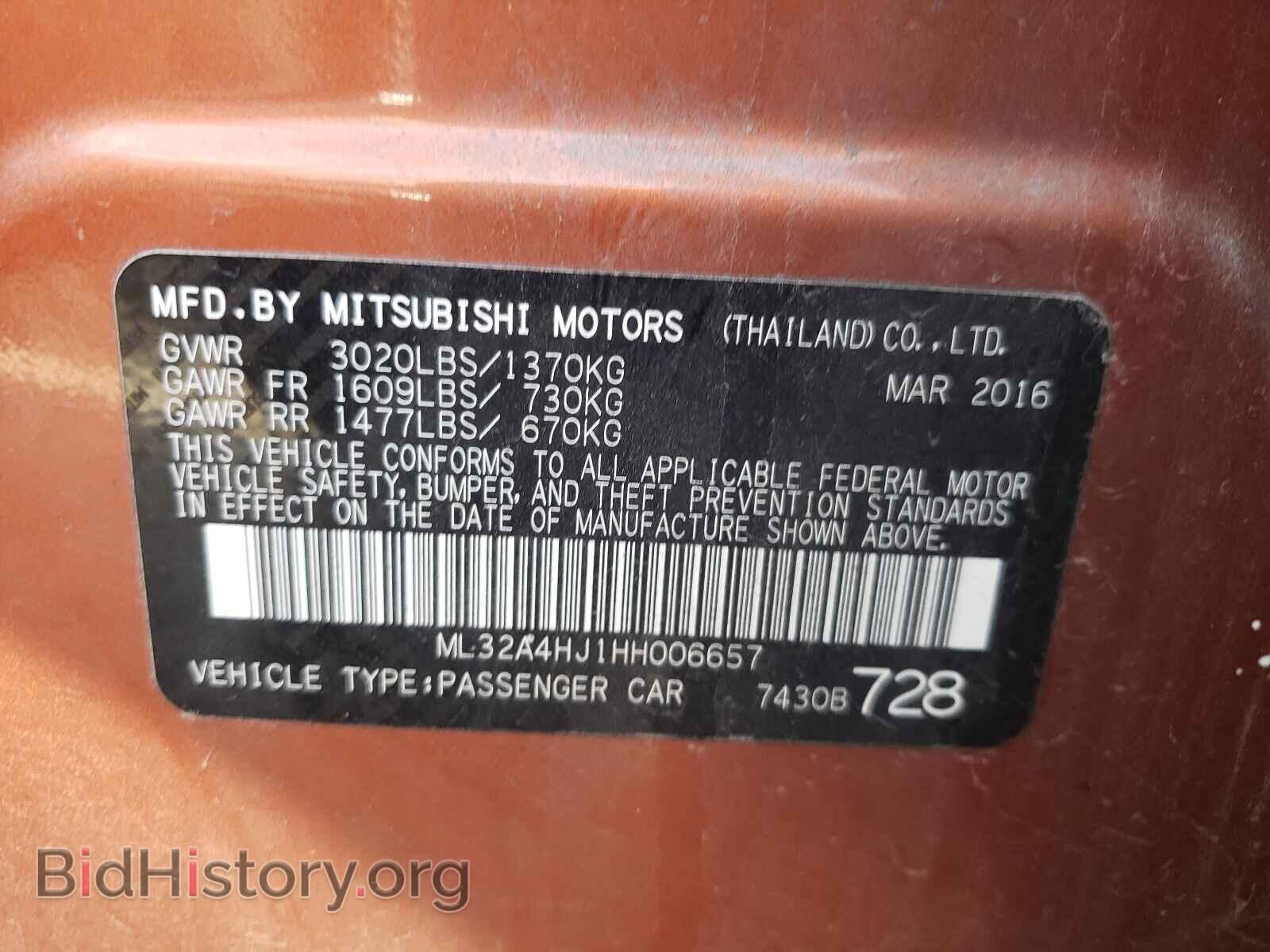 2017 MITSUBISHI MIRAGE - VIN: ML32A4HJ1HH006657 - Фото 10