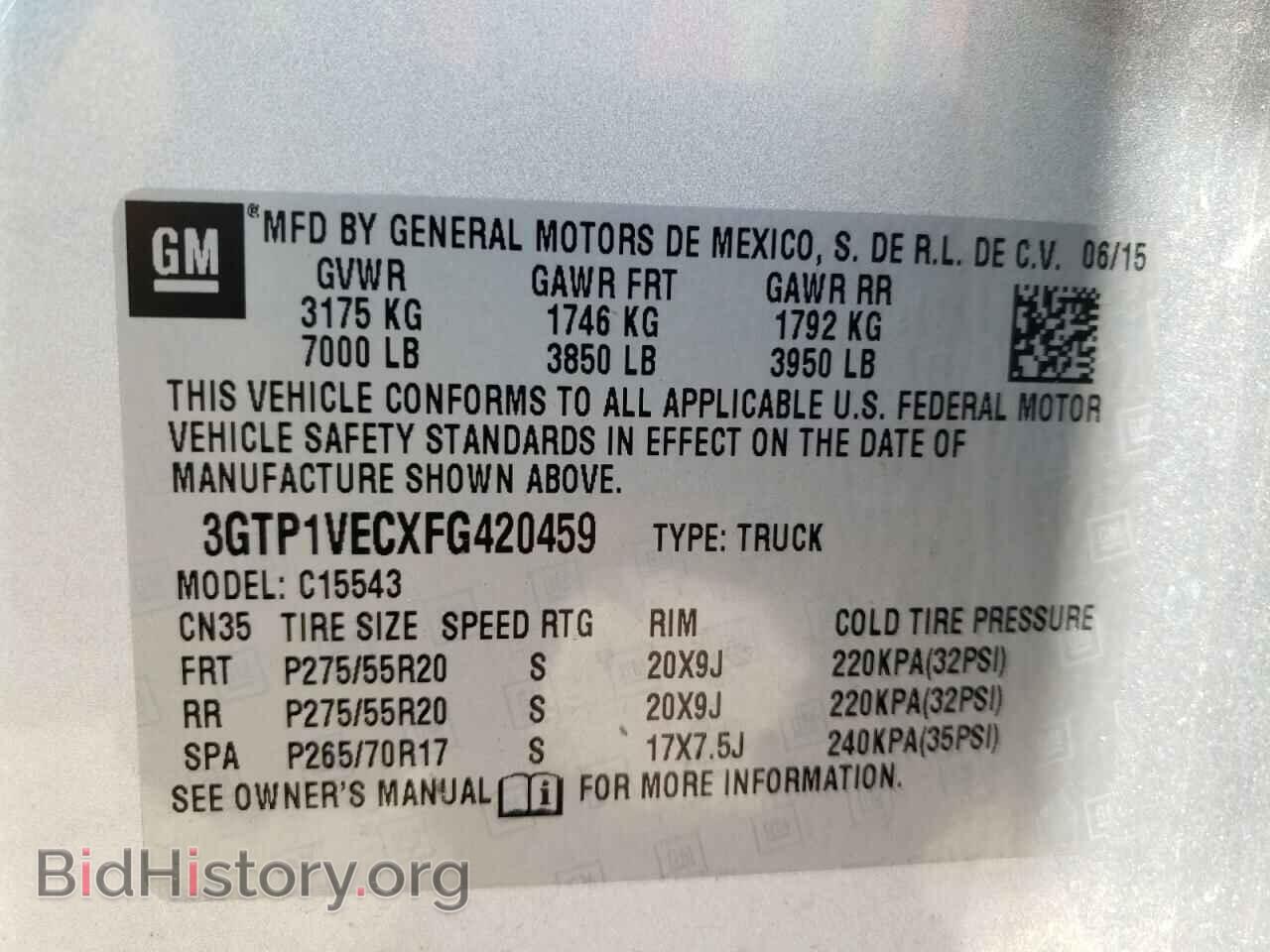 2015 GMC SIERRA - VIN: 3GTP1VECXFG420459 - Photo 10