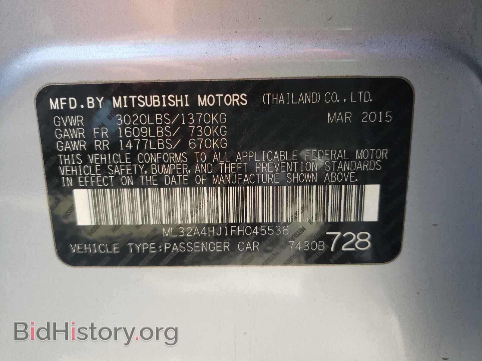 2015 MITSUBISHI MIRAGE - VIN: ML32A4HJ1FH045536 - Фото 10