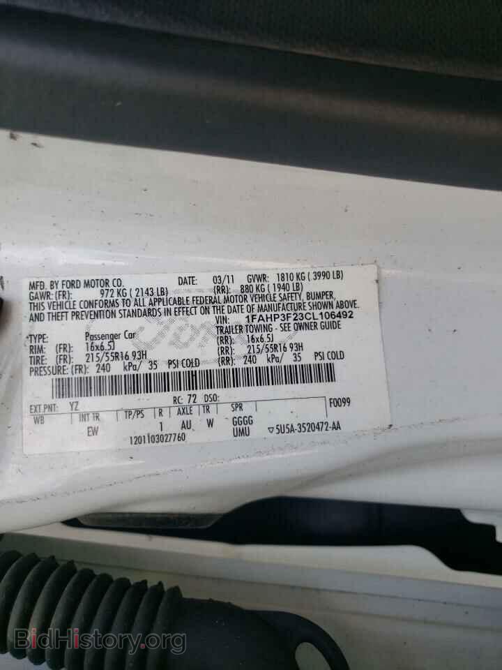 2012 FORD FOCUS - VIN: 1FAHP3F23CL106492 - Фото 10