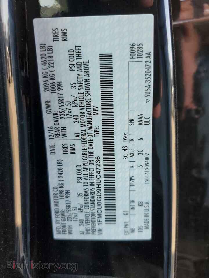 2017 FORD ESCAPE - VIN: 1FMCU0GD9HUC47236 - Фото 10