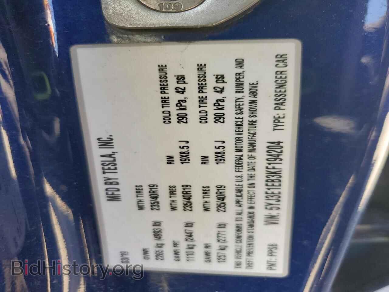 2019 TESLA MODEL 3 - VIN: 5YJ3E1EB3KF194204 - Photo 12