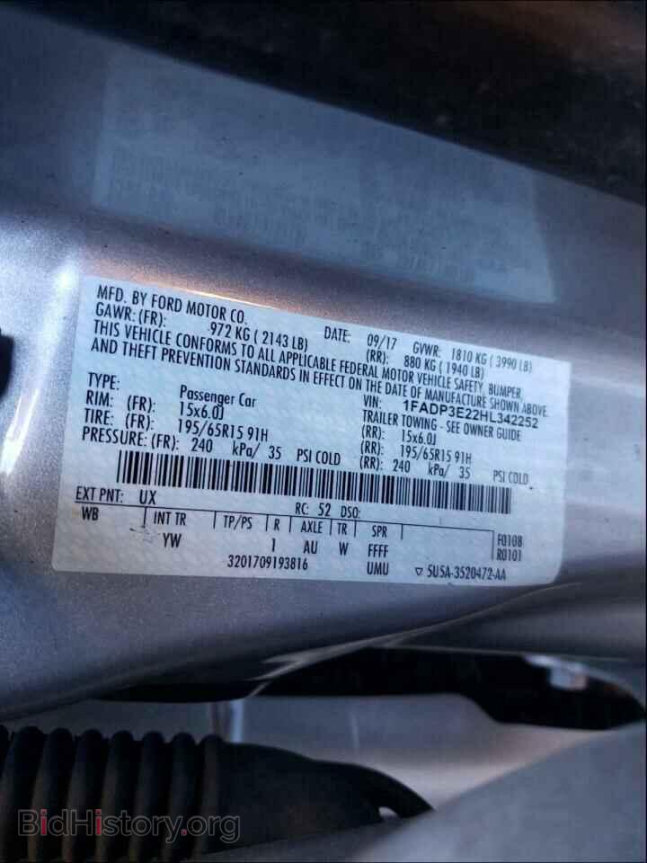 2017 FORD FOCUS - VIN: 1FADP3E22HL342252 - Фото 10