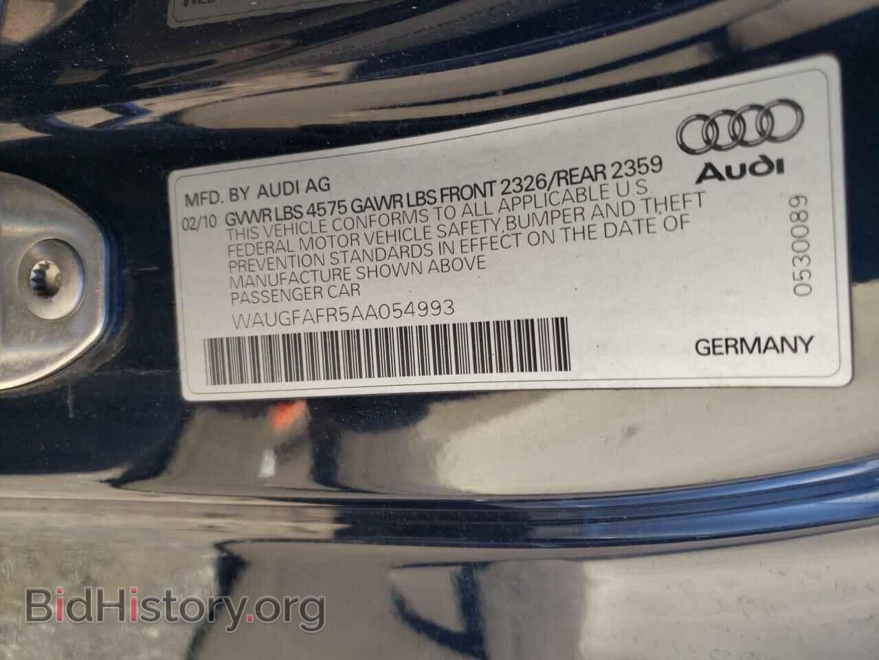 2010 AUDI A5 - VIN: WAUGFAFR5AA054993 - Фото 10