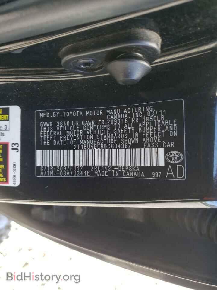 2011 TOYOTA COROLLA - VIN: 2T1BU4EE9BC604387 - Фото 10