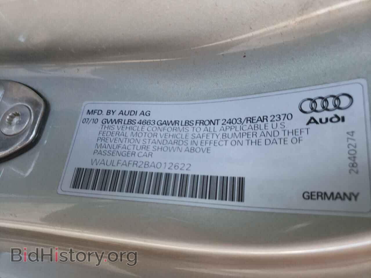 2011 AUDI A5 - VIN: WAULFAFR2BA012622 - Photo 10