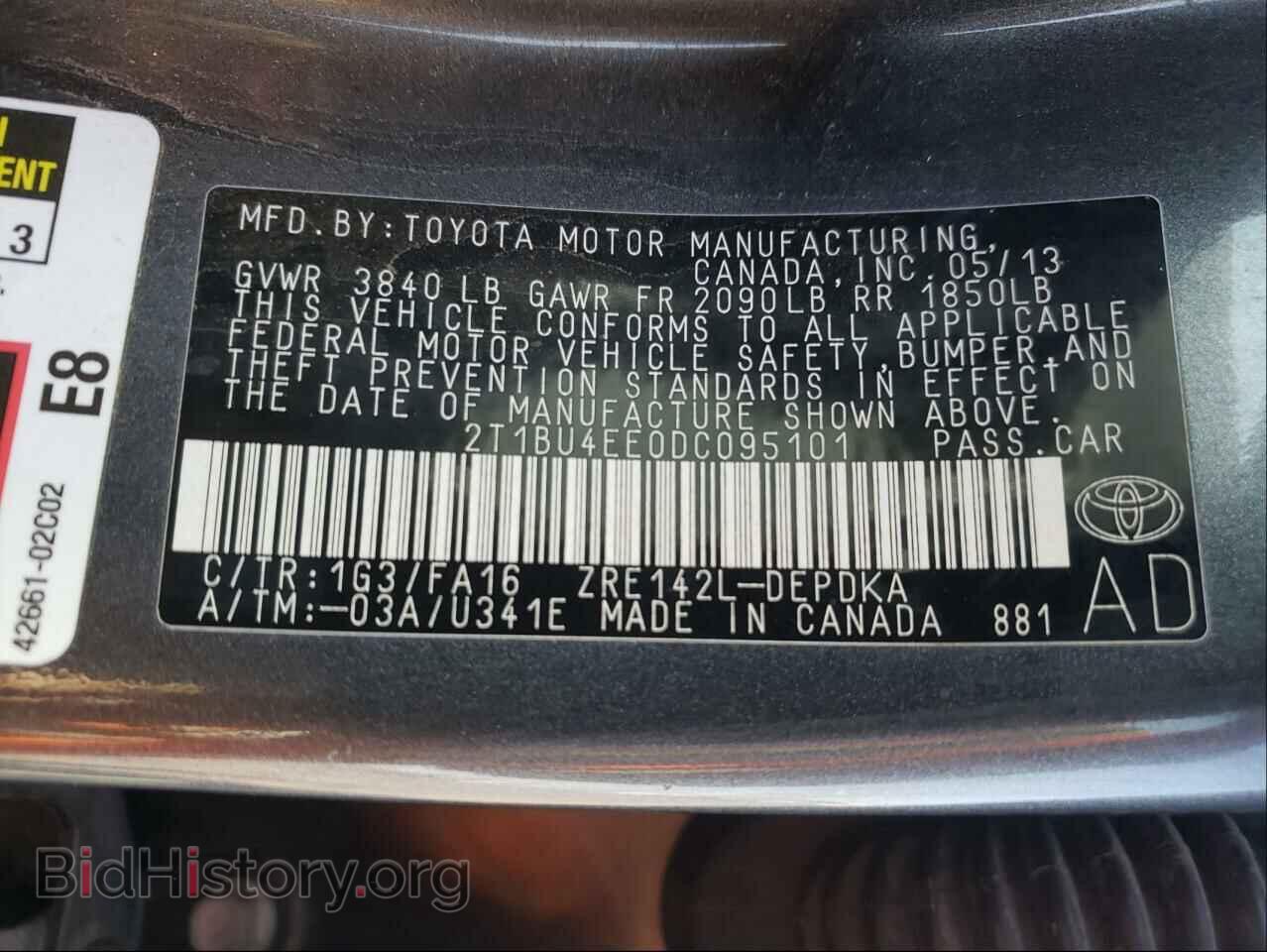 2013 TOYOTA COROLLA - VIN: 2T1BU4EE0DC095101 - Фото 10