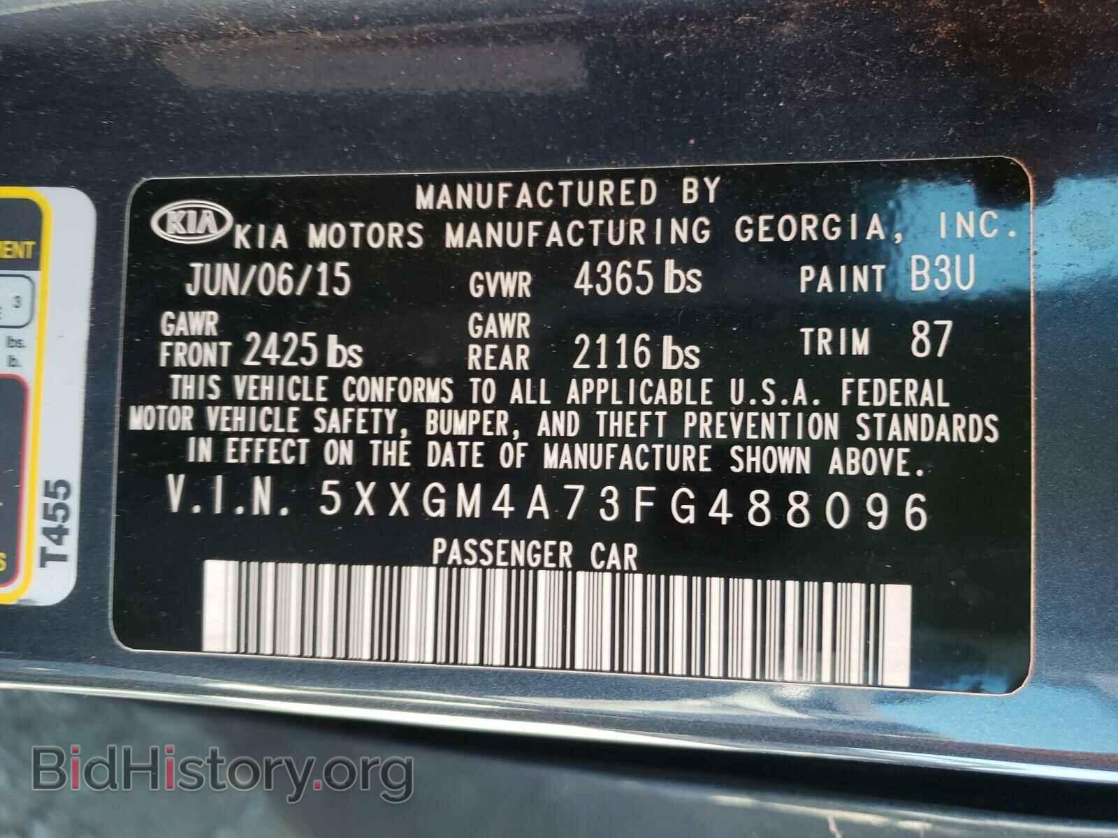 2015 KIA OPTIMA - VIN: 5XXGM4A73FG488096 - Photo 10