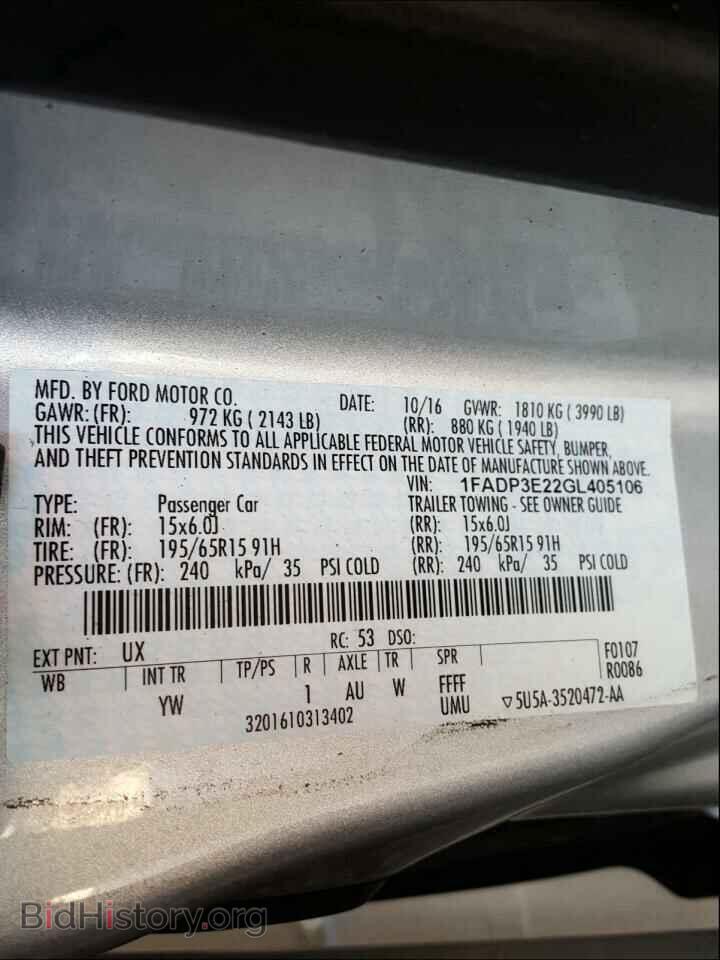 2016 FORD FOCUS - VIN: 1FADP3E22GL405106 - Photo 10