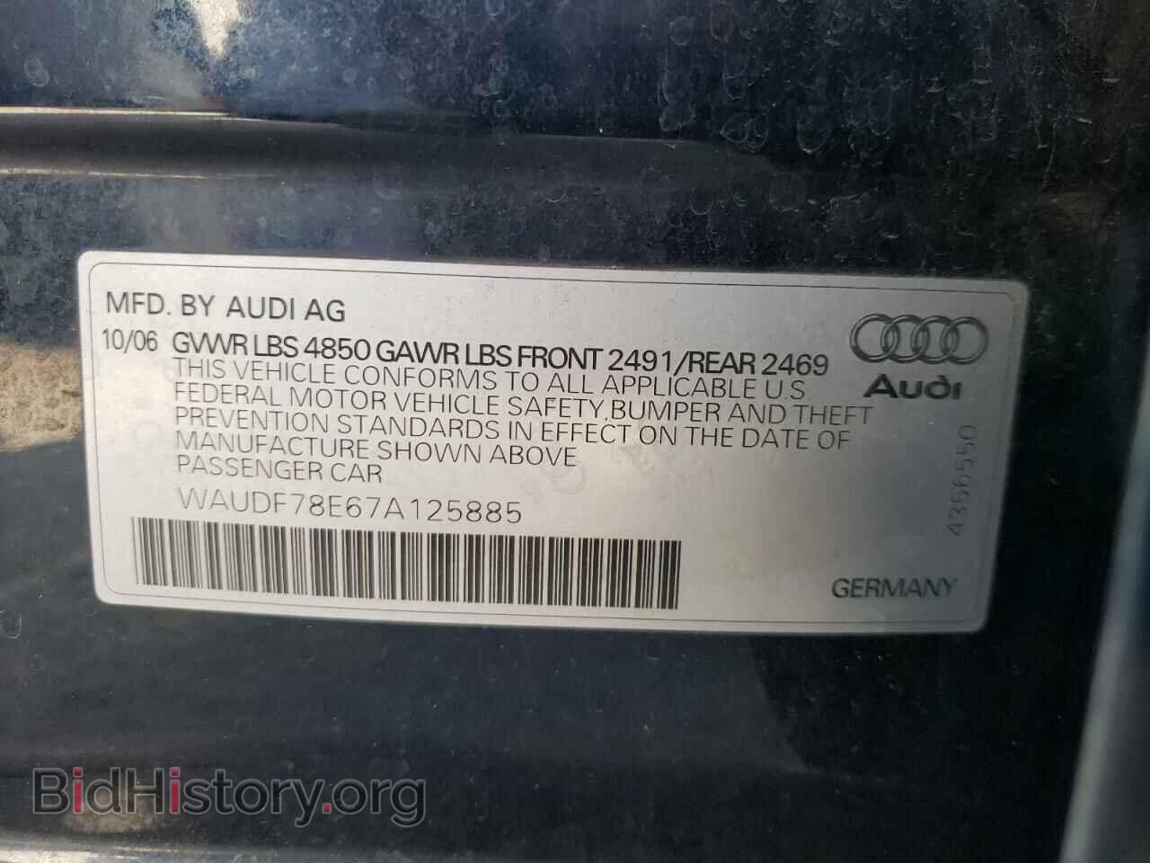 2007 AUDI A4 - VIN: WAUDF78E67A125885 - Фото 10